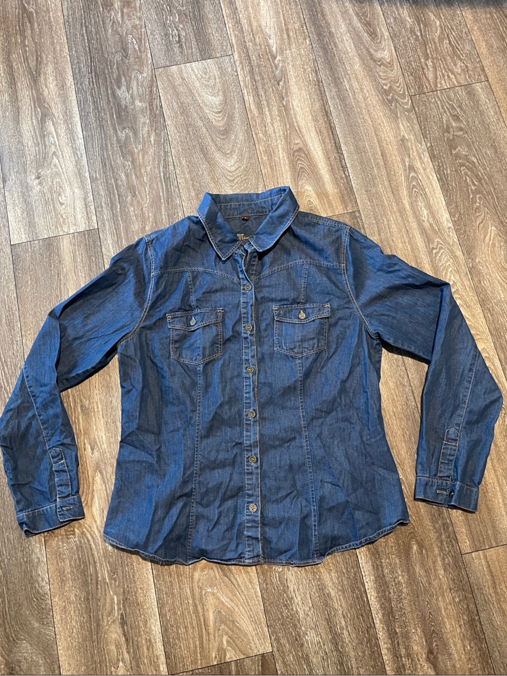 Women’s KUT brand Denim Button-Up Shirt - Dark Blue - Large